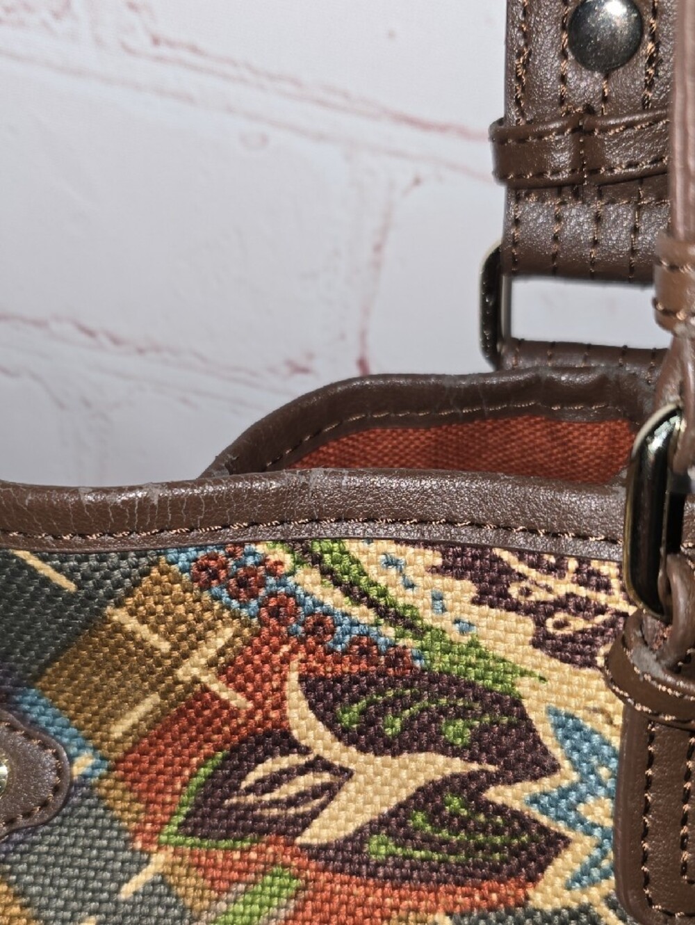 Spartina 449 Plaid Gracie Floral Shoulder Bag in Brown, Green, Blue, Red - Picture 10 of 17